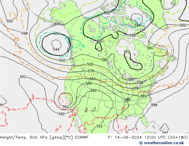 Z500/Rain (+SLP)/Z850 ECMWF Sex 14.06.2024 12 UTC