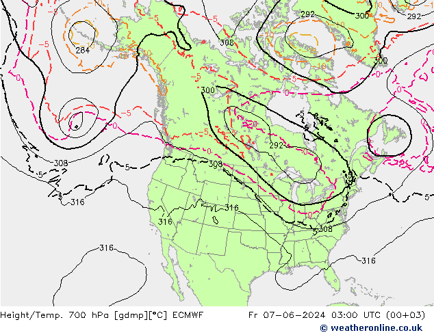 Hoogte/Temp. 700 hPa ECMWF vr 07.06.2024 03 UTC