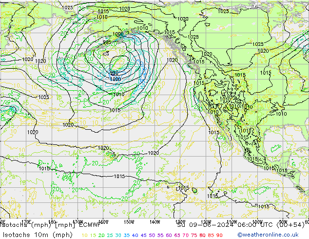 Isotachs (mph) ECMWF dim 09.06.2024 06 UTC