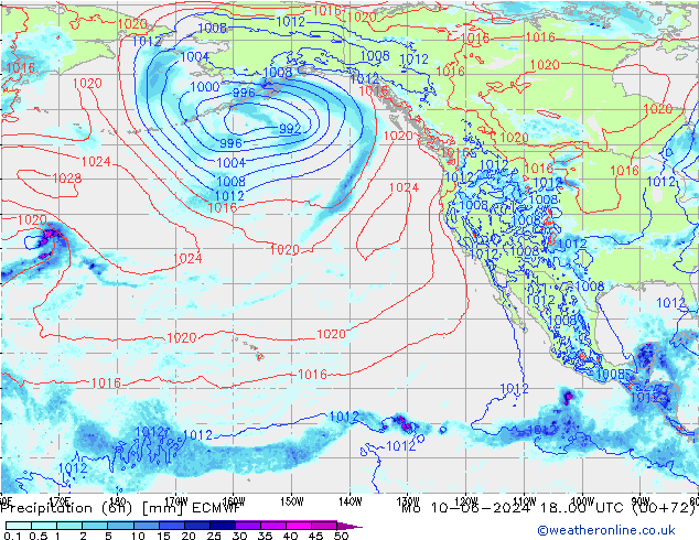 Precipitation (6h) ECMWF Mo 10.06.2024 00 UTC