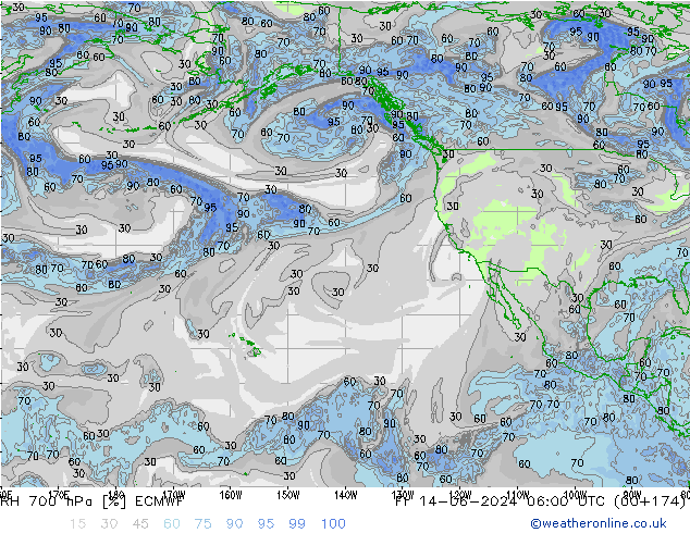 RH 700 hPa ECMWF  14.06.2024 06 UTC