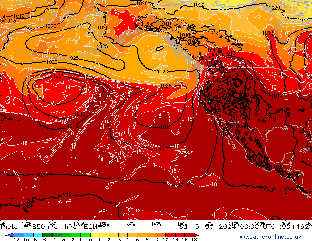 Theta-W 850hPa ECMWF Sáb 15.06.2024 00 UTC