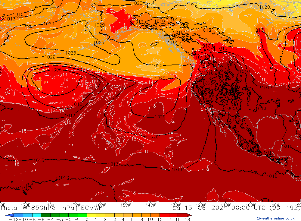 Theta-W 850hPa ECMWF Sáb 15.06.2024 00 UTC