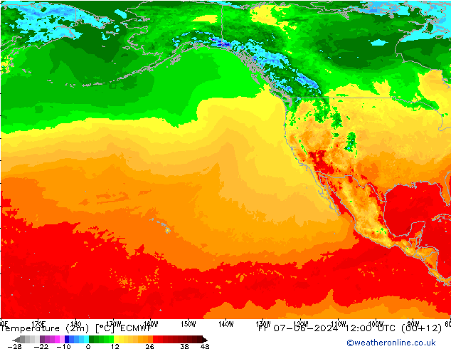 Temperatura (2m) ECMWF vie 07.06.2024 12 UTC