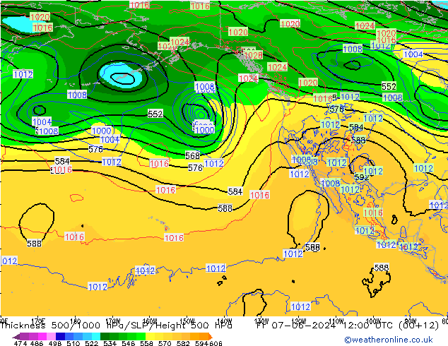 Schichtdicke 500-1000 hPa ECMWF Fr 07.06.2024 12 UTC