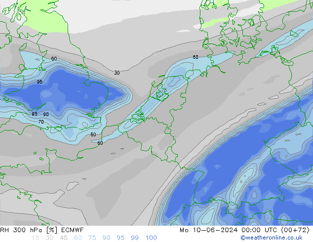 300 hPa Nispi Nem ECMWF Pzt 10.06.2024 00 UTC