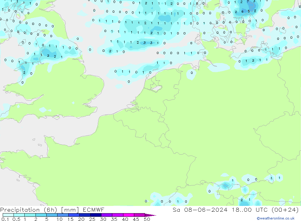 Yağış (6h) ECMWF Cts 08.06.2024 00 UTC