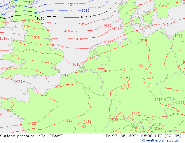 Surface pressure ECMWF Fr 07.06.2024 06 UTC