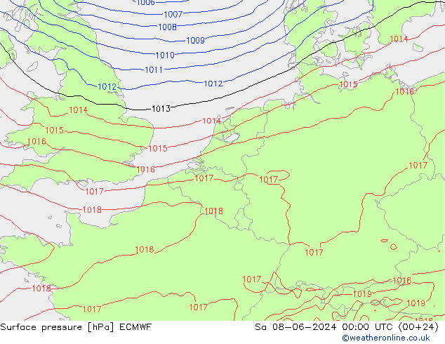 приземное давление ECMWF сб 08.06.2024 00 UTC