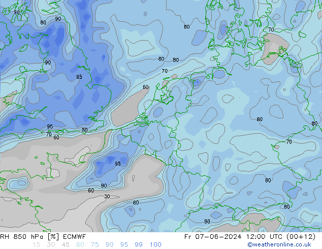 RH 850 hPa ECMWF Fr 07.06.2024 12 UTC