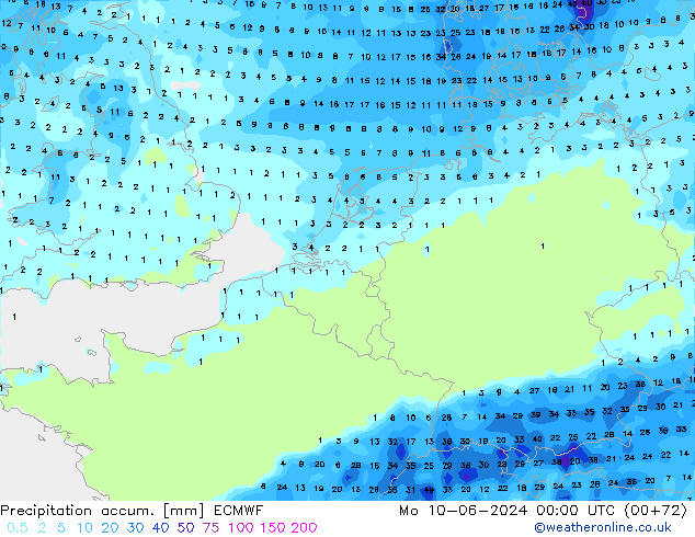 Toplam Yağış ECMWF Pzt 10.06.2024 00 UTC