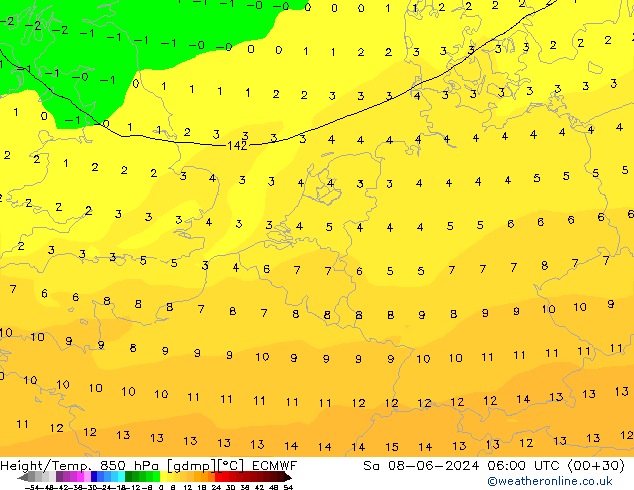 Z500/Rain (+SLP)/Z850 ECMWF Sáb 08.06.2024 06 UTC