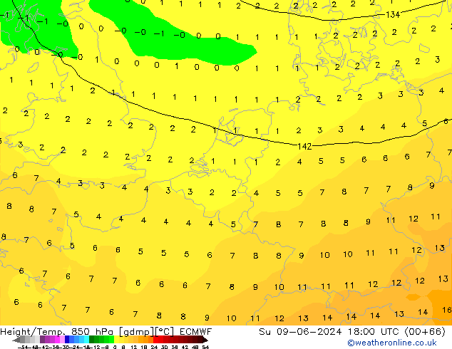 Z500/Regen(+SLP)/Z850 ECMWF zo 09.06.2024 18 UTC