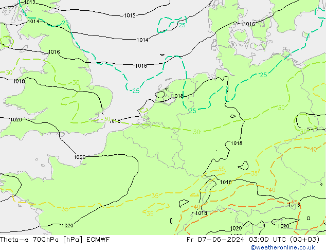 Theta-e 700hPa ECMWF Fr 07.06.2024 03 UTC