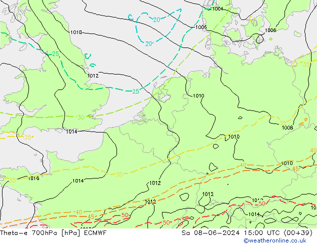 Theta-e 700hPa ECMWF So 08.06.2024 15 UTC