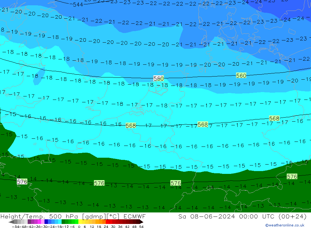 Z500/Yağmur (+YB)/Z850 ECMWF Cts 08.06.2024 00 UTC