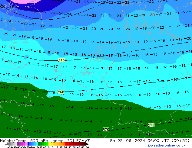 Z500/Rain (+SLP)/Z850 ECMWF Sáb 08.06.2024 06 UTC