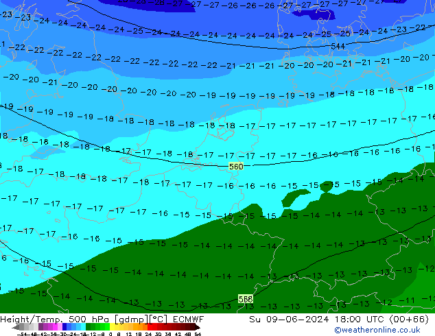 Z500/Regen(+SLP)/Z850 ECMWF zo 09.06.2024 18 UTC