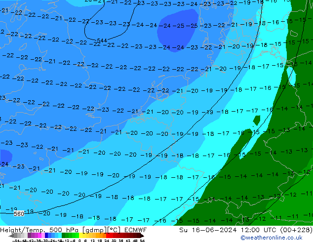 Z500/Regen(+SLP)/Z850 ECMWF zo 16.06.2024 12 UTC