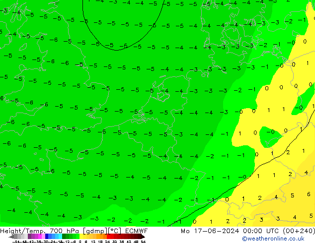 Height/Temp. 700 hPa ECMWF Mo 17.06.2024 00 UTC