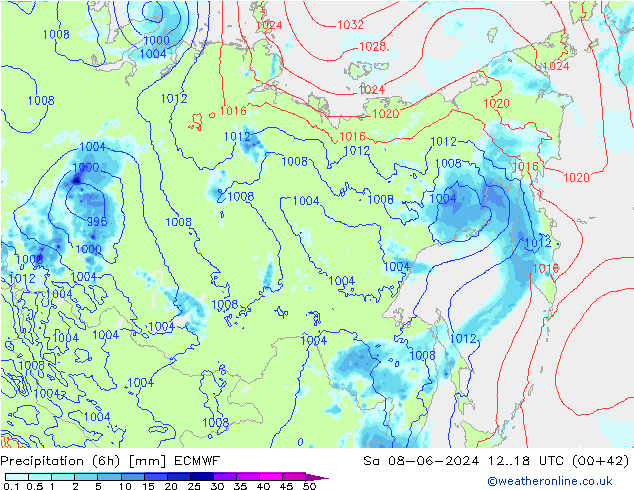 Z500/Yağmur (+YB)/Z850 ECMWF Cts 08.06.2024 18 UTC