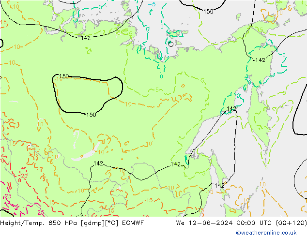 Hoogte/Temp. 850 hPa ECMWF wo 12.06.2024 00 UTC