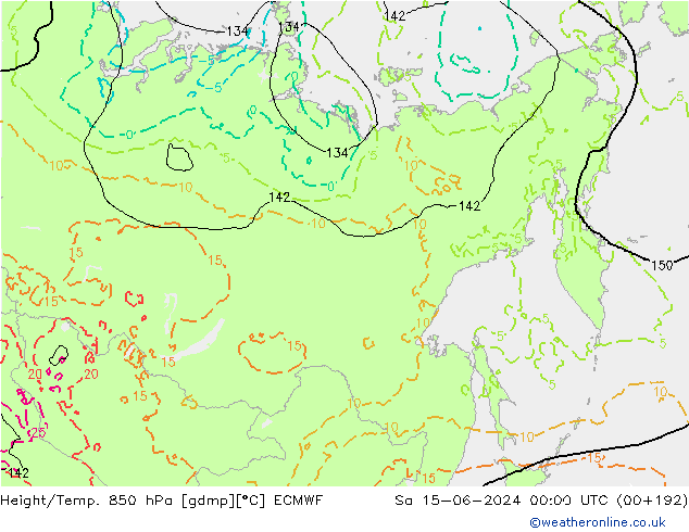 Z500/Rain (+SLP)/Z850 ECMWF sáb 15.06.2024 00 UTC