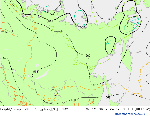 Z500/Rain (+SLP)/Z850 ECMWF ср 12.06.2024 12 UTC