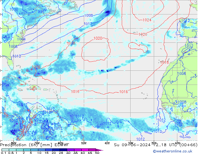 Z500/Rain (+SLP)/Z850 ECMWF Dom 09.06.2024 18 UTC