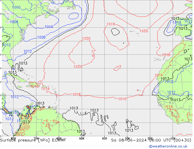 ciśnienie ECMWF so. 08.06.2024 06 UTC