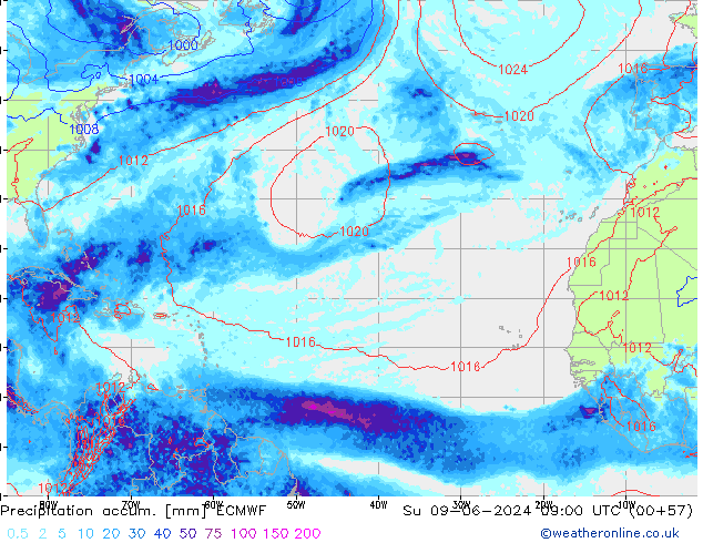 Precipitation accum. ECMWF Su 09.06.2024 09 UTC