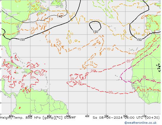 Z500/Rain (+SLP)/Z850 ECMWF so. 08.06.2024 06 UTC