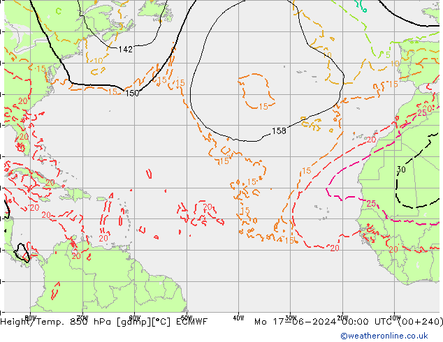 Height/Temp. 850 hPa ECMWF Po 17.06.2024 00 UTC