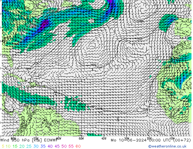 Vento 950 hPa ECMWF lun 10.06.2024 00 UTC