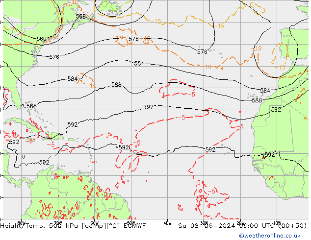Z500/Rain (+SLP)/Z850 ECMWF so. 08.06.2024 06 UTC