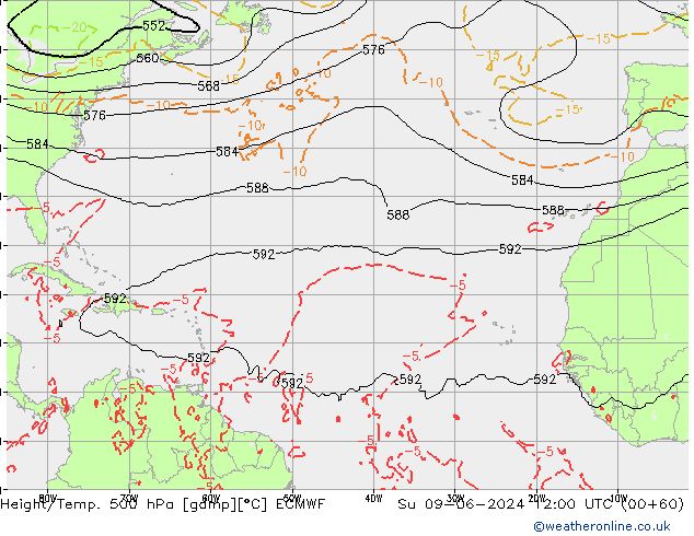 Z500/Rain (+SLP)/Z850 ECMWF Вс 09.06.2024 12 UTC