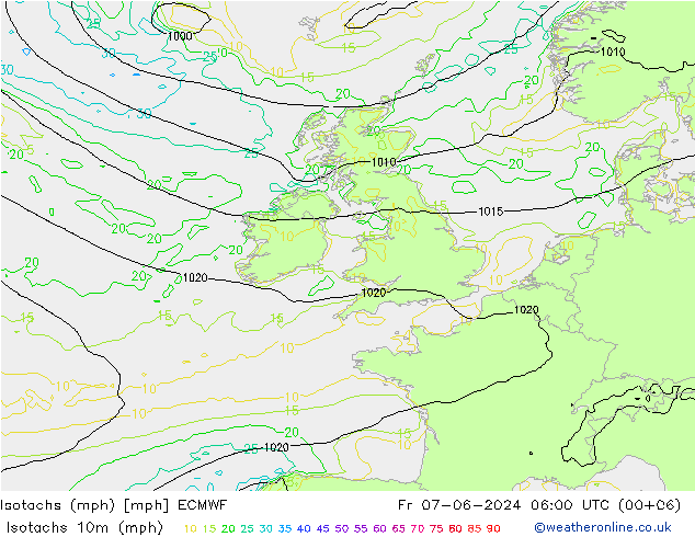 Isotachs (mph) ECMWF  07.06.2024 06 UTC