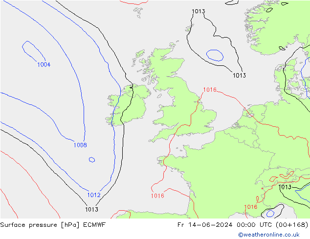 приземное давление ECMWF пт 14.06.2024 00 UTC