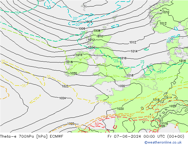 Theta-e 700гПа ECMWF пт 07.06.2024 00 UTC