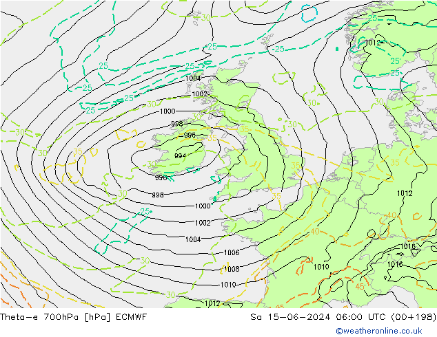 Theta-e 700hPa ECMWF Sa 15.06.2024 06 UTC