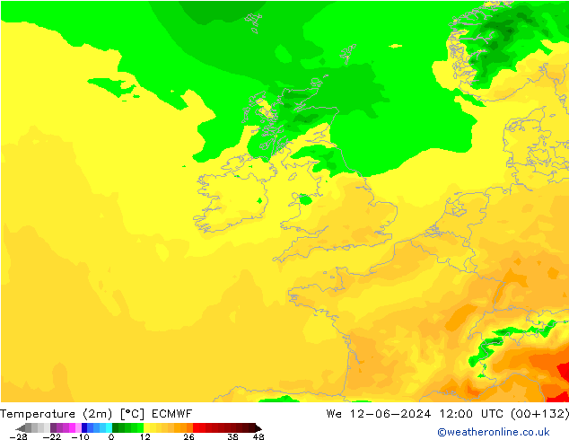 Sıcaklık Haritası (2m) ECMWF Çar 12.06.2024 12 UTC