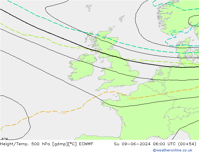 Z500/Rain (+SLP)/Z850 ECMWF Вс 09.06.2024 06 UTC