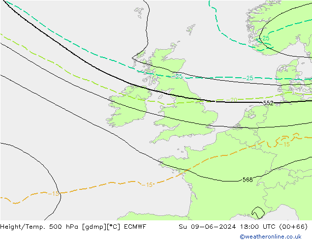 Z500/Rain (+SLP)/Z850 ECMWF Su 09.06.2024 18 UTC