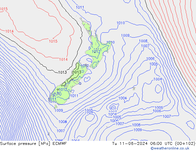 Presión superficial ECMWF mar 11.06.2024 06 UTC