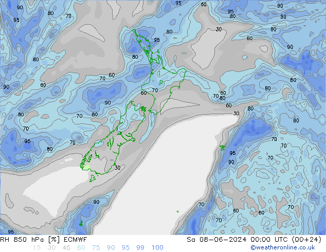 RH 850 hPa ECMWF Sa 08.06.2024 00 UTC