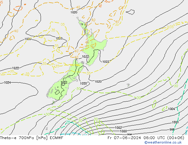 Theta-e 700hPa ECMWF Fr 07.06.2024 06 UTC