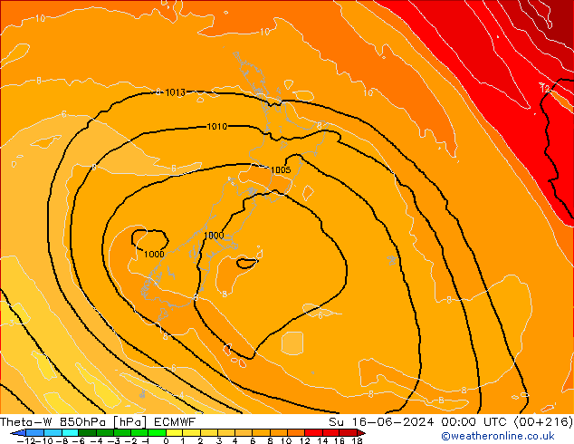 Theta-W 850hPa ECMWF Su 16.06.2024 00 UTC