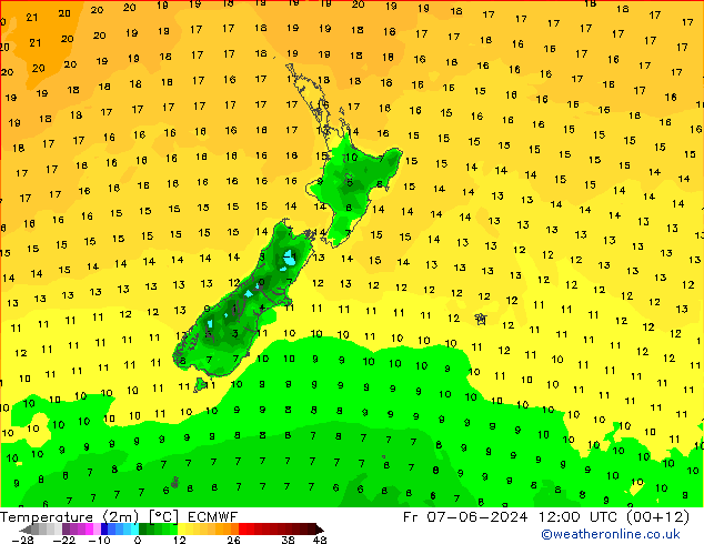 Temperatura (2m) ECMWF ven 07.06.2024 12 UTC