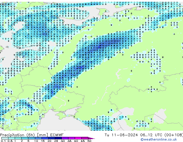 Z500/Rain (+SLP)/Z850 ECMWF Tu 11.06.2024 12 UTC