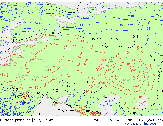 Yer basıncı ECMWF Çar 12.06.2024 18 UTC